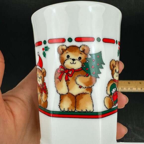 Vtg Hallmark Ceramic Bathroom Cup Teddy Bear Christmas Theme Replacement 5fl oz - Picture 10 of 10